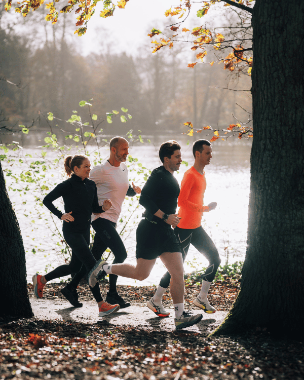Runners running on a running track