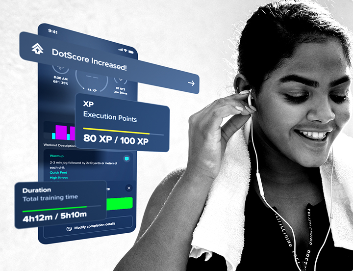 woman smiling while training