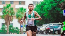 Marathon runner with race bib on race day