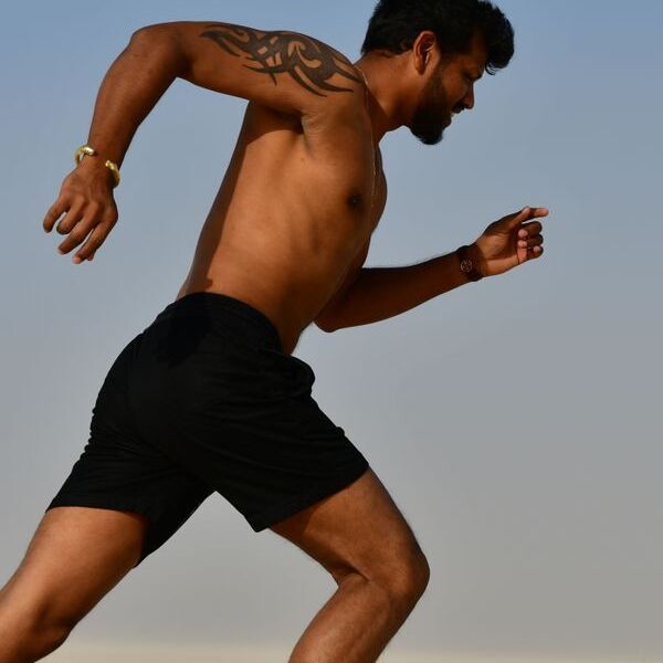 Male runner on outdoor road